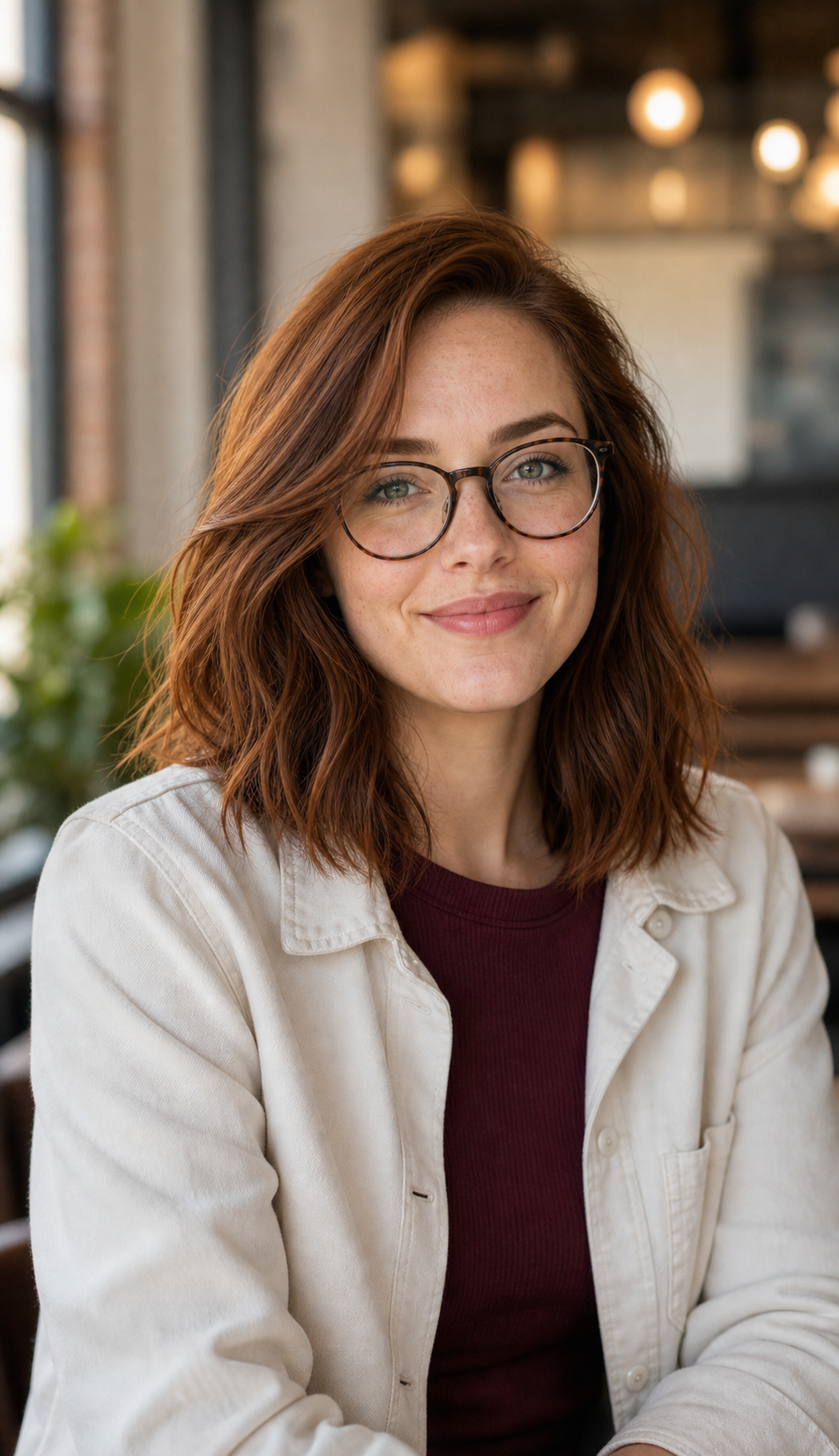 AI-generated Western woman age 26 profile portrait